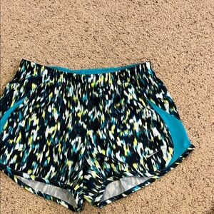 Nike Women's Athletic Shorts - Black, Blue, and Yellow